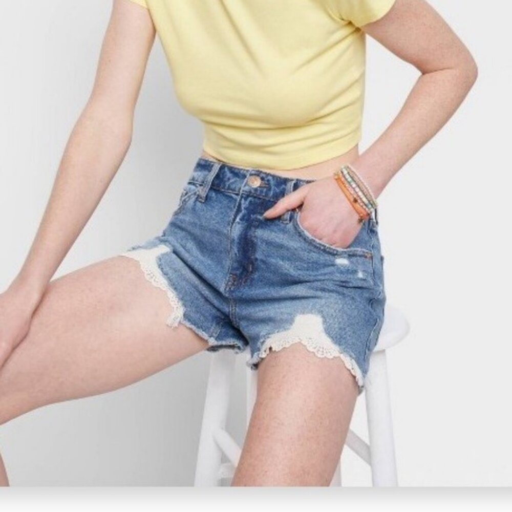WILD FABLE Crochet Hem High Rise Jean Short Womens‎ Size 18